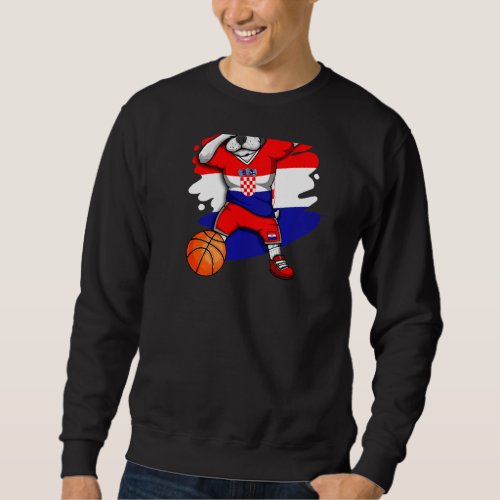 Dabbing French Bulldog Croatia Basketball Fan Jers Sweatshirt