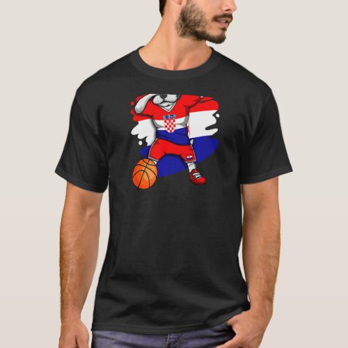 Dabbing French Bulldog Croatia Basketball Fan Jers T_Shirt
