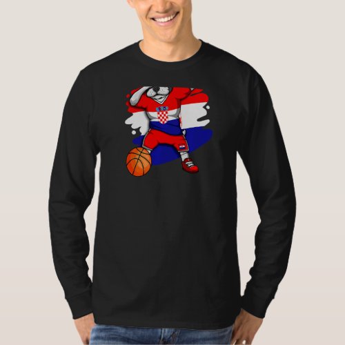 Dabbing French Bulldog Croatia Basketball Fan Jers T_Shirt