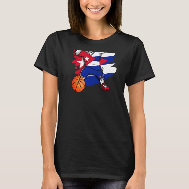 Dabbing French Bulldog Cuba Basketball Fan Jersey  T-Shirt (Front)