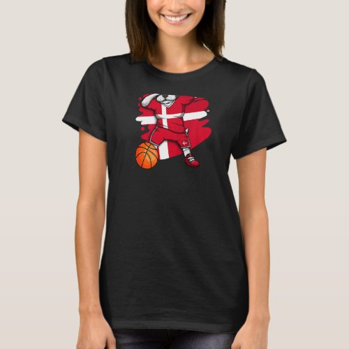Dabbing French Bulldog Denmark Basketball Fan Jers T_Shirt