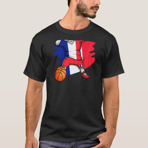 Dabbing French Bulldog France Basketball Fan Jerse T_Shirt