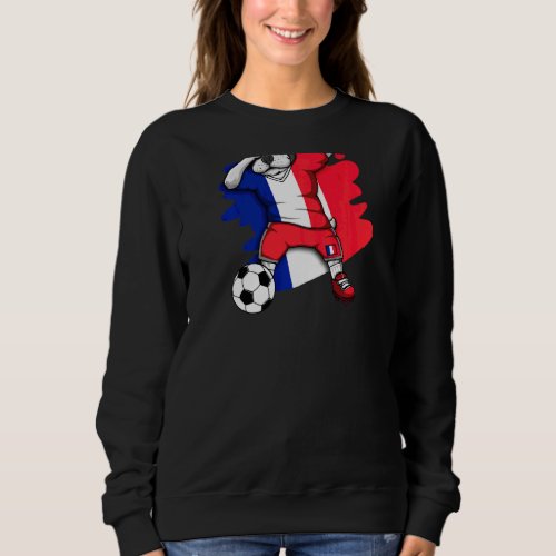Dabbing French Bulldog France Soccer Fans Jersey F Sweatshirt