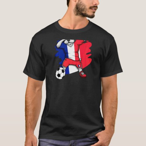 Dabbing French Bulldog France Soccer Fans Jersey F T_Shirt