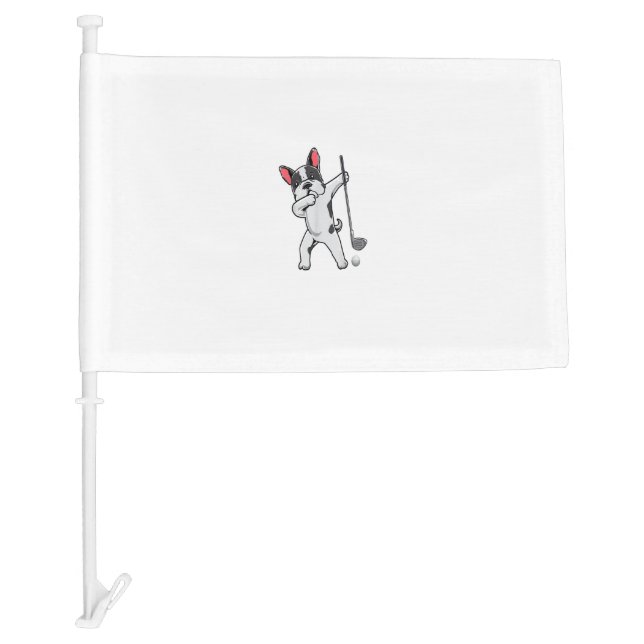 Dabbing French Bulldog Golfing Frenchie Dog Dab Go Car Flag (Front)