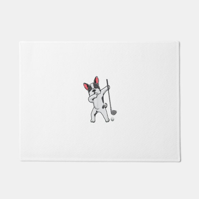Dabbing French Bulldog Golfing Frenchie Dog Dab Go Doormat (Front)