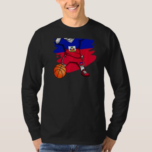 Dabbing French Bulldog Haiti Basketball Fan Jersey T_Shirt