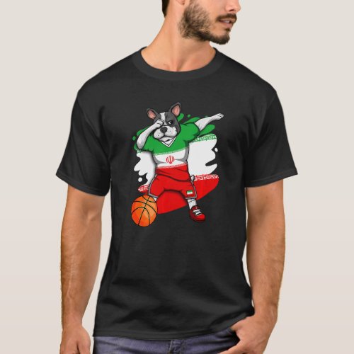 Dabbing French Bulldog Iran Basketball Fan Jersey  T_Shirt