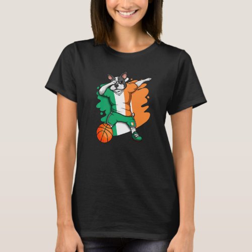 Dabbing French Bulldog Ireland Basketball Fan Jers T_Shirt