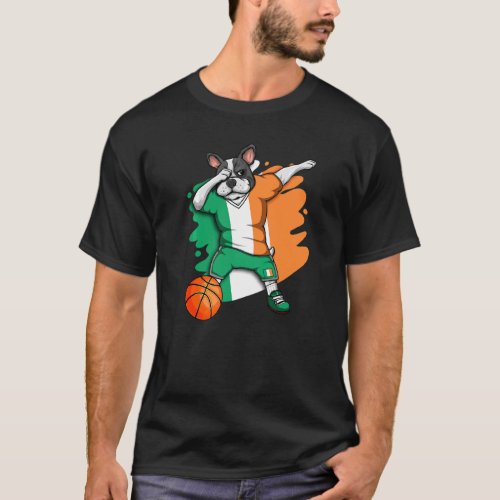 Dabbing French Bulldog Ireland Basketball Fan Jers T_Shirt