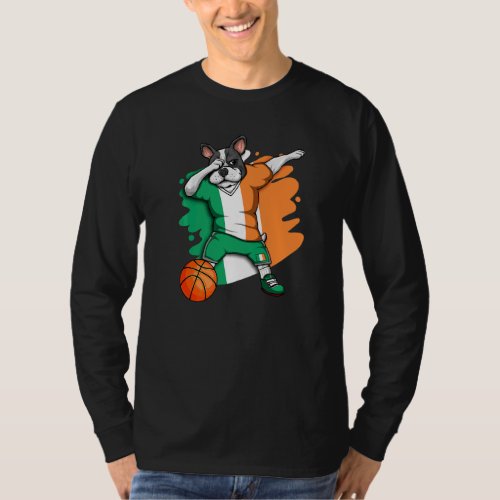 Dabbing French Bulldog Ireland Basketball Fan Jers T_Shirt