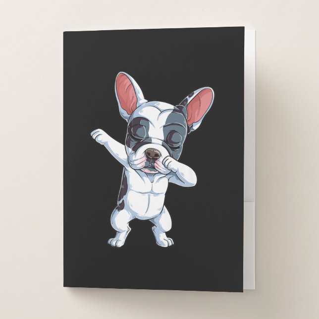 Dabbing French Bulldog Kids Boys Dog Lover Pocket Folder (Front)