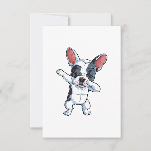 Dabbing French Bulldog Kids Boys Dog Lover RSVP Card