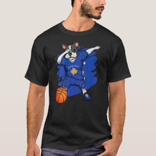 Dabbing French Bulldog Kosovo Basketball Fan Jerse T-Shirt
