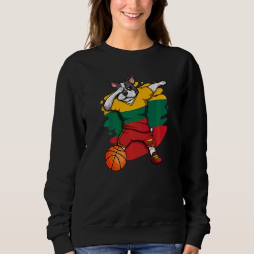 Dabbing French Bulldog Lithuania Basketball Fan Je Sweatshirt