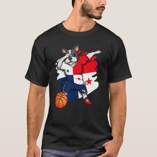 Dabbing French Bulldog Panama Basketball Fan Jerse T_Shirt