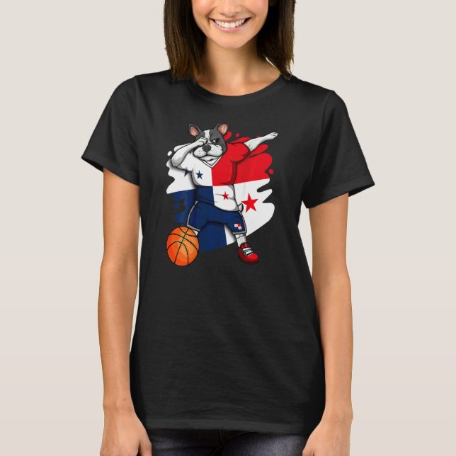 Dabbing French Bulldog Panama Basketball Fan Jerse T-Shirt (Front)