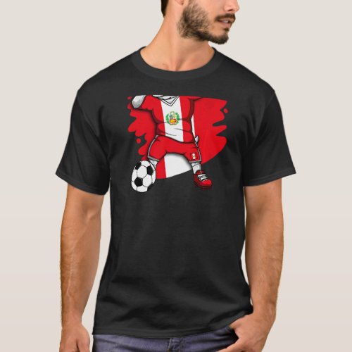 Dabbing French Bulldog Peru Soccer Fans Jersey Foo T_Shirt