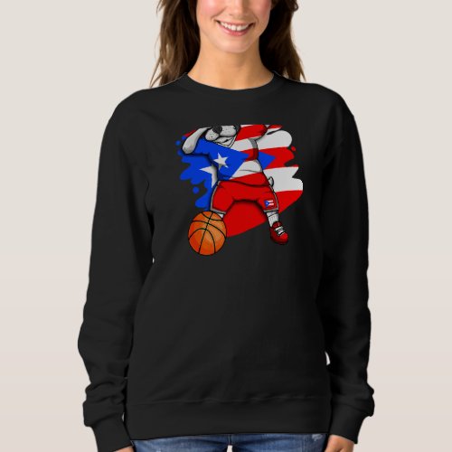 Dabbing French Bulldog Puerto Rico Basketball Fan  Sweatshirt