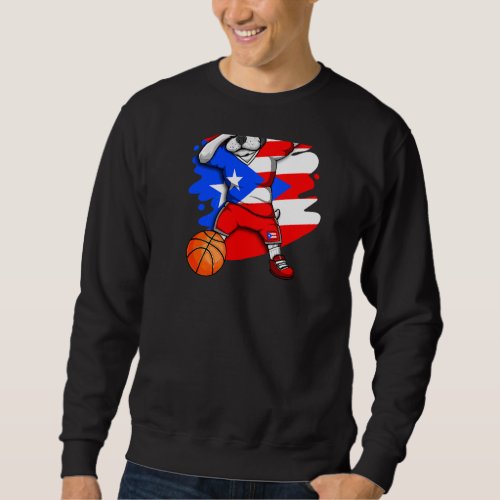 Dabbing French Bulldog Puerto Rico Basketball Fan  Sweatshirt