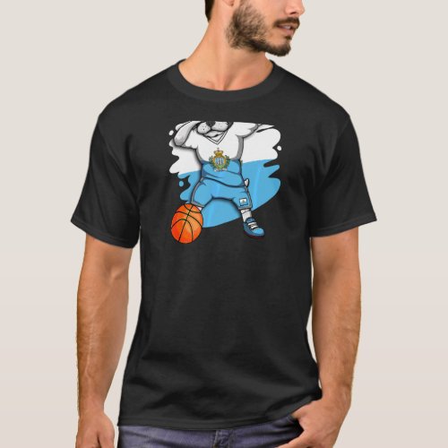 Dabbing French Bulldog San Marino Basketball Fan J T_Shirt