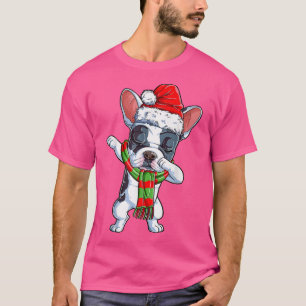 Dabbing French Bulldog Santa Christmas Kids Boys X T-Shirt