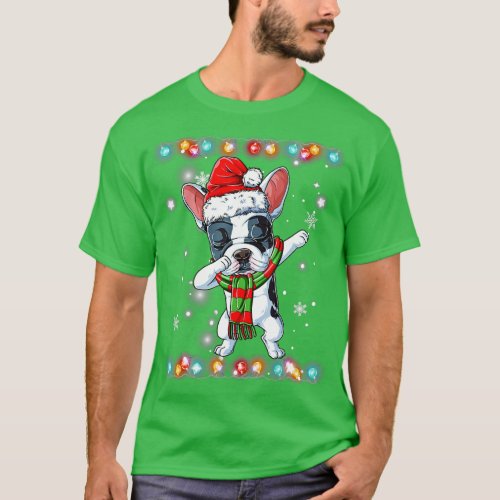 Dabbing French Bulldog Santa Christmas Kids T_Shirt