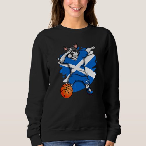 Dabbing French Bulldog Scotland Basketball Fan Jer Sweatshirt
