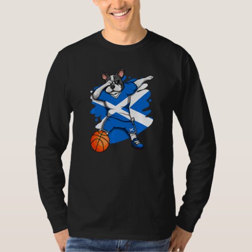 Dabbing French Bulldog Scotland Basketball Fan Jer T_Shirt