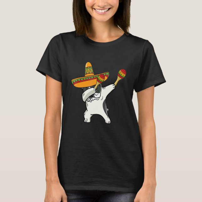 Dabbing French Bulldog Sombrero Mexican Cinco De M T-Shirt (Front)