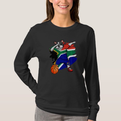 Dabbing French Bulldog South Africa Basketball Fan T_Shirt