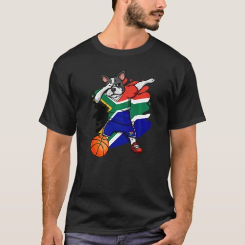 Dabbing French Bulldog South Africa Basketball Fan T_Shirt