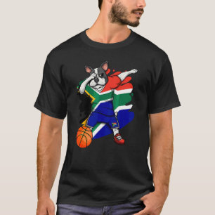 Dabbing French Bulldog South Africa Basketball Fan T-Shirt