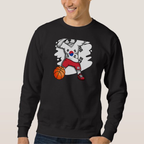 Dabbing French Bulldog South Korea Basketball Fan  Sweatshirt