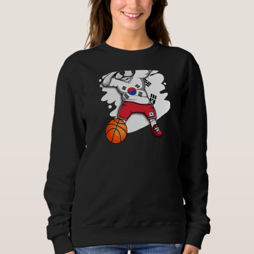 Dabbing French Bulldog South Korea Basketball Fan  Sweatshirt