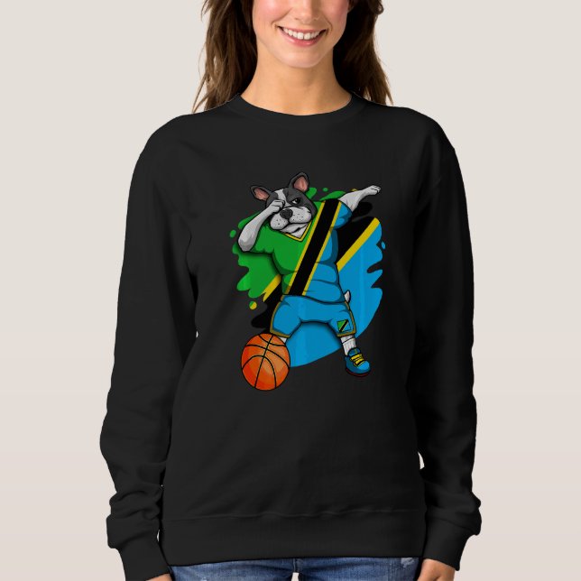 Dabbing French Bulldog Tanzania Basketball Fan Jer Sweatshirt (Front)