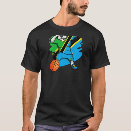 Dabbing French Bulldog Tanzania Basketball Fan Jer T_Shirt