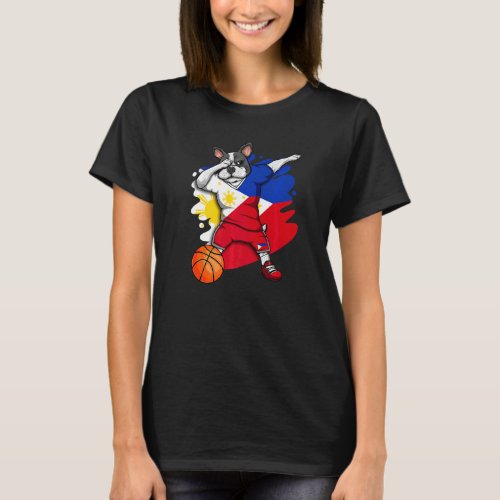 Dabbing French Bulldog The Philippines Basketball  T_Shirt