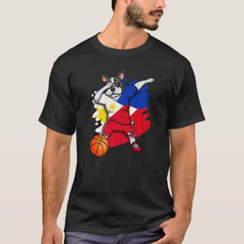 Dabbing French Bulldog The Philippines Basketball  T_Shirt