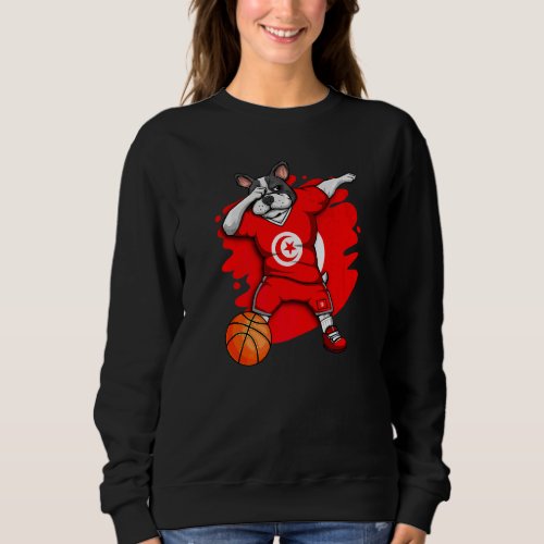 Dabbing French Bulldog Tunisia Basketball Fan Jers Sweatshirt