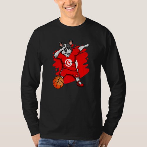 Dabbing French Bulldog Tunisia Basketball Fan Jers T_Shirt