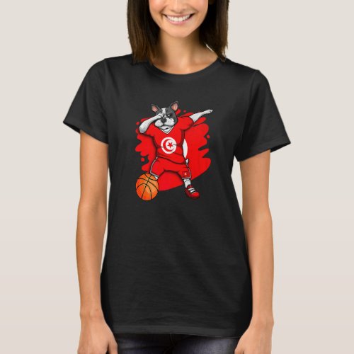 Dabbing French Bulldog Tunisia Basketball Fan Jers T_Shirt