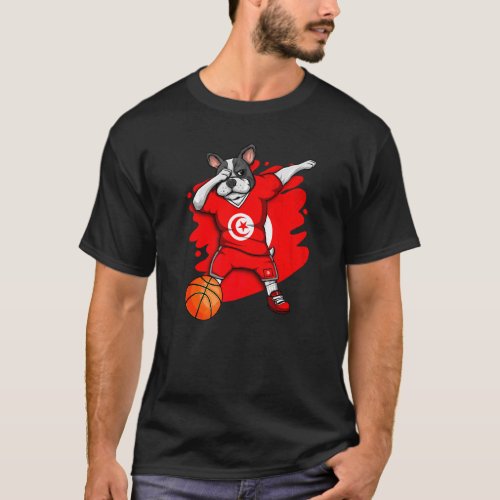 Dabbing French Bulldog Tunisia Basketball Fan Jers T_Shirt