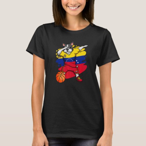 Dabbing French Bulldog Venezuela Basketball Fan Je T_Shirt