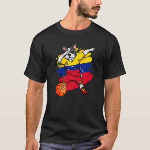 Dabbing French Bulldog Venezuela Basketball Fan Je T_Shirt