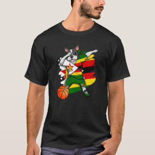 Dabbing French Bulldog Zimbabwe Basketball Fan Jer T-Shirt