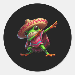 Dabbing Frog Sombrero Poncho Cinco De Mayo Mexican Classic Round Sticker