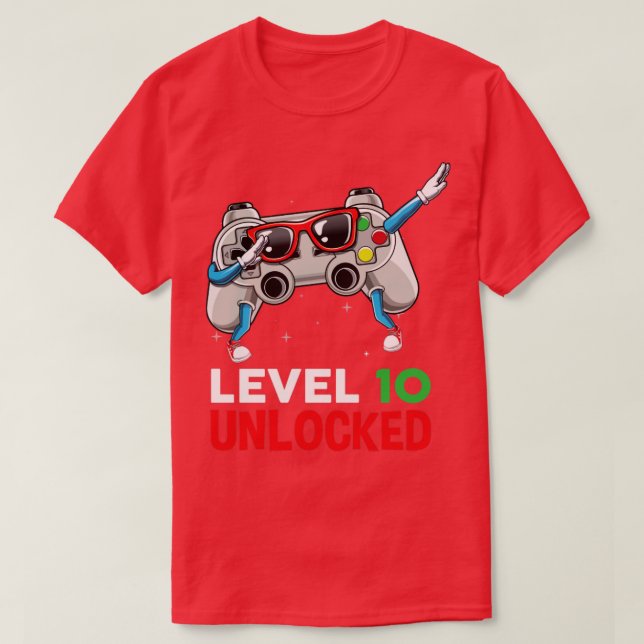 Dabbing Gaming controller video gamer age 10 birth T-Shirt (Design Front)