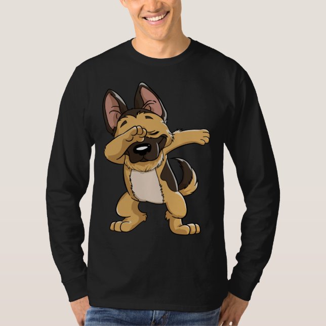 Dabbing German Shepherd Dog   Boys Kids Dab Dance T-Shirt (Front)