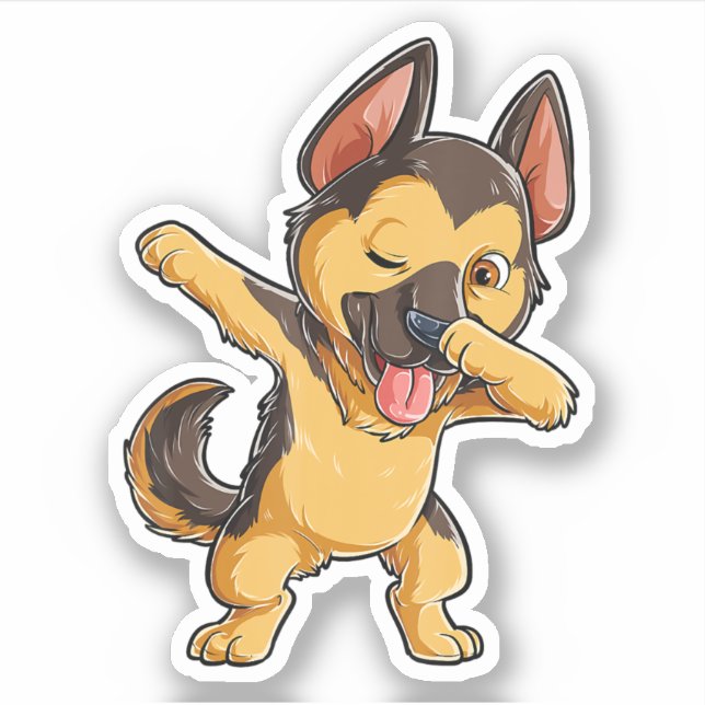 Dabbing German Shepherd Dog Lover Boys Kid Sticker (Front)